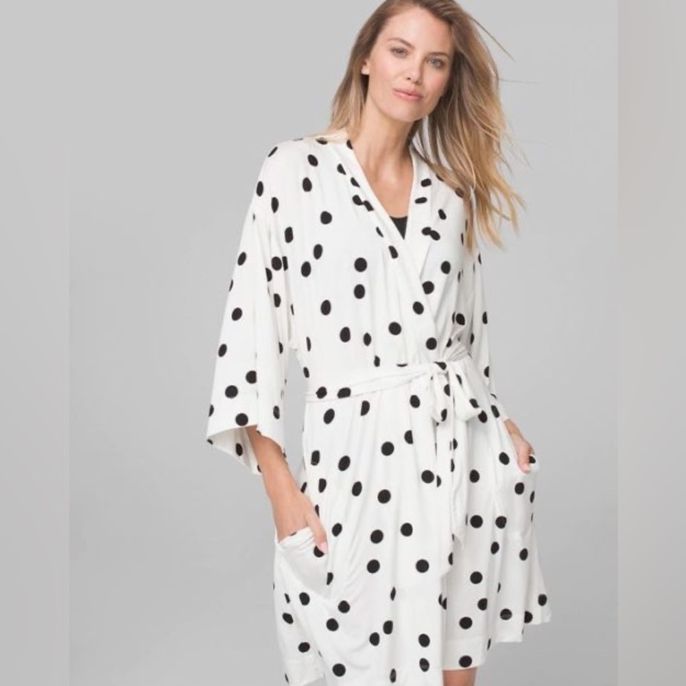 Soma Polka Dot Women's Robe - Black and White